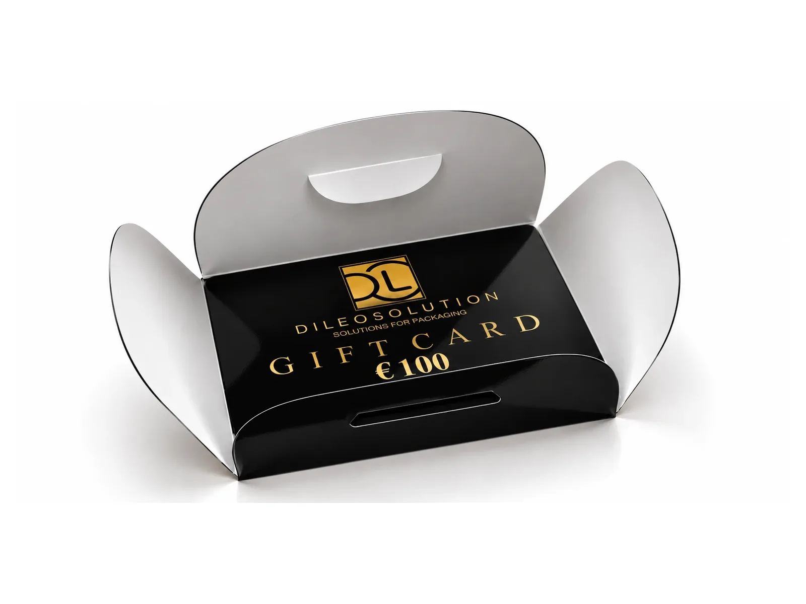 Porta gift card aperto, bianco e nero